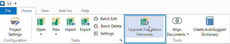 upgrade translation memories